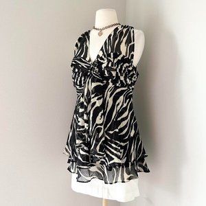 R&M Richards Chiffon Zebra Lace Blouse